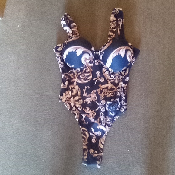 Elegant Navy and Gold Swimsuit SIZE LARGE NEW NO TAG - Picture 3 of 9